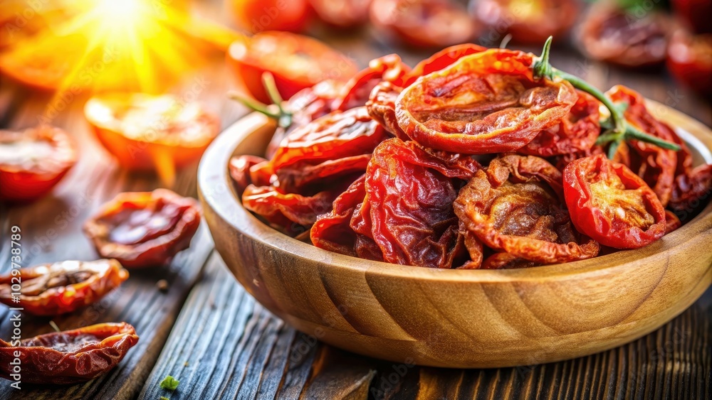 Sun-dried tomato bathed in warm light Sun-dried tomato bathed in warm light