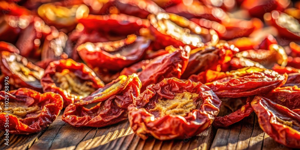 Warm light bathes sun-dried tomato perfect for no-cook pasta sauces , sun-dried tomato, warm light Warm light bathes sun-dried tomato perfect for no-cook pasta sauces , sun-dried tomato, warm light