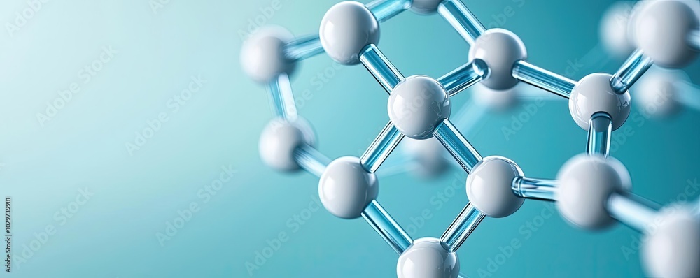Molecular structure in a blue gradient background, showcasing atoms and bonds. Molecular structure in a blue gradient background, showcasing atoms and bonds.