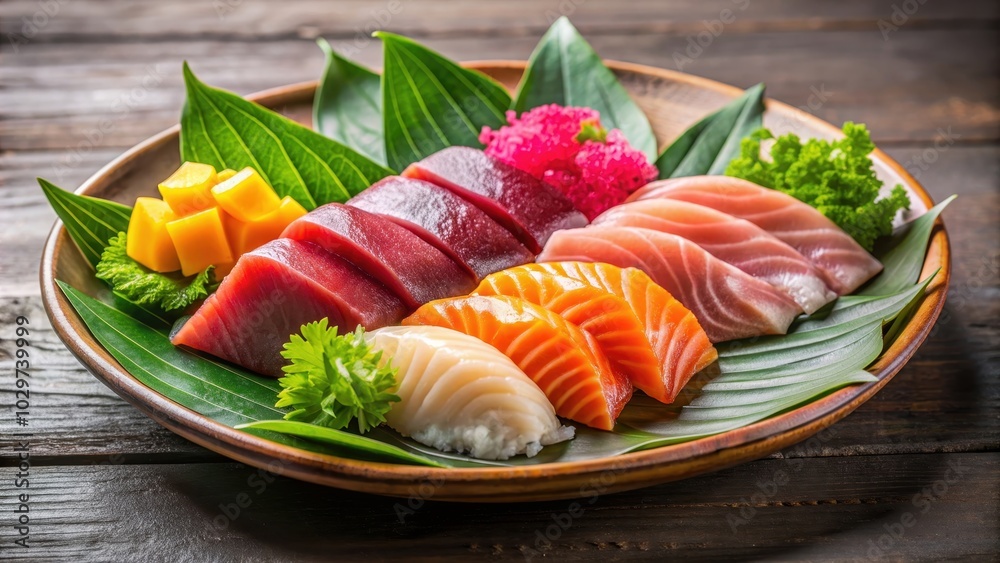 Fresh sashimi sushi with tuna, salmon, and yellowtail , Japanese cuisine, raw fish, seafood, gourmet, traditional, Japanese food Fresh sashimi sushi with tuna, salmon, and yellowtail , Japanese cuisine, raw fish, seafood, gourmet, traditional, Japanese food