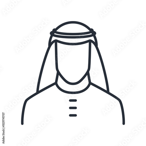 Muslim man icon. Arabic Muslim man. Islamic thin line vector illustration. 