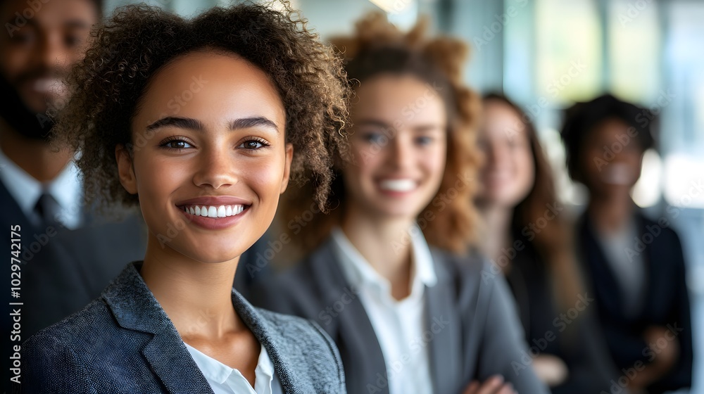 Diverse professionals standing close, smiling with confidence, business attire, modern office with glass walls in background, inclusive workplace, bright colors, ultra-realistic Diverse professionals standing close, smiling with confidence, business attire, modern office with glass walls in background, inclusive workplace, bright colors, ultra-realistic
