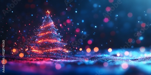 Abstract fantasy festive christmas tree background header wallpaper background 3d illustration