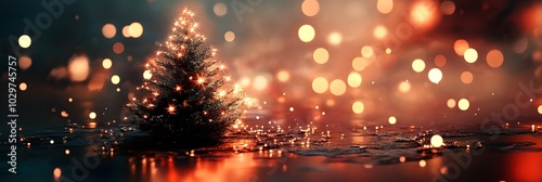 Abstract fantasy festive christmas tree background header wallpaper background 3d illustration