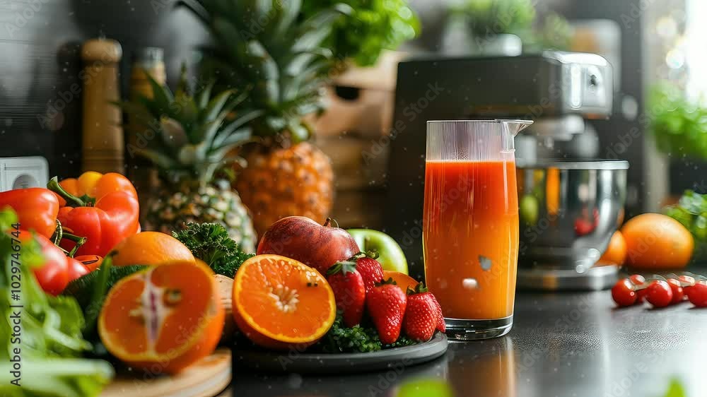 Animation Fresh Vibrant Juice with Assorted Fruits generated with ai Animation Fresh Vibrant Juice with Assorted Fruits generated with ai