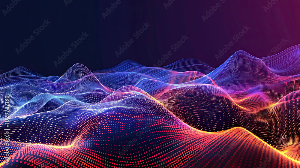 abstract technology data wavy lines in holographic style background.3d rendering. abstract technology data wavy lines in holographic style background.3d rendering.