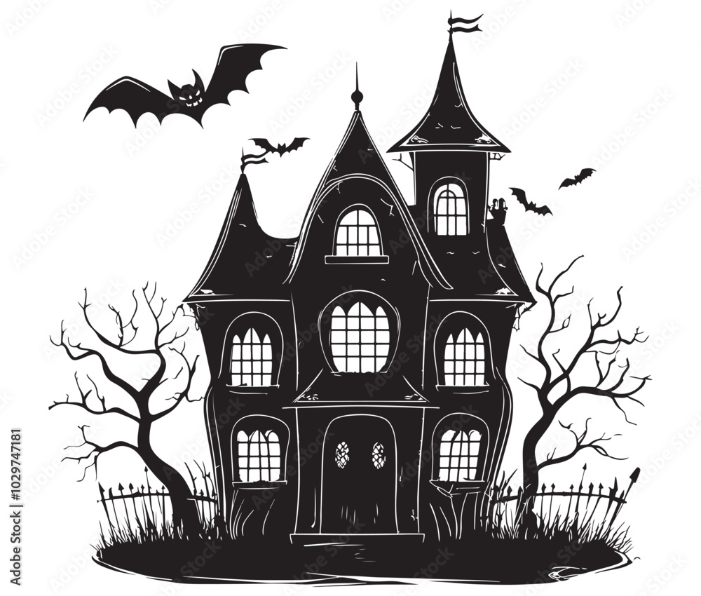 custom made wallpaper toronto digitalHaunted house vector. Vector Illustration of Halloween Home. Silhouette haunted house icon