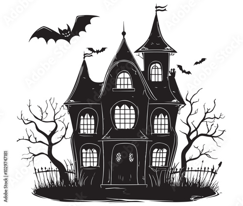 Wallpaper Mural Haunted house vector. Vector Illustration of Halloween Home. Silhouette haunted house icon Torontodigital.ca