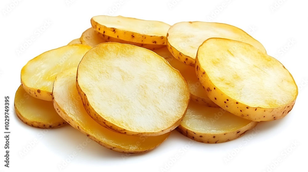 Sliced potatoes isolated on white background