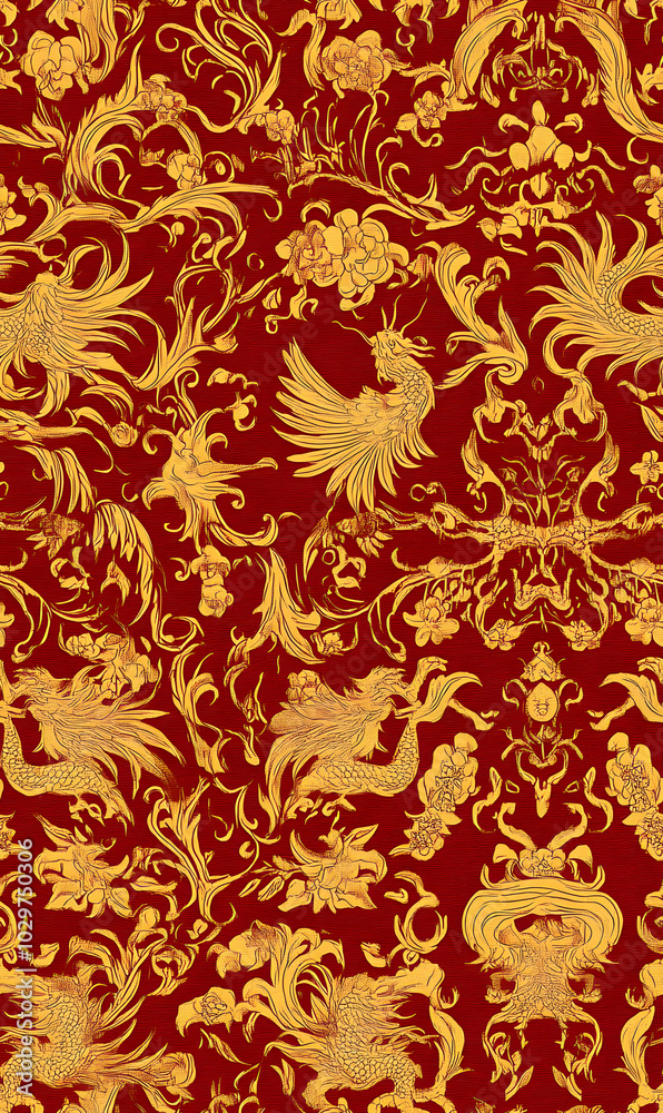 Chinese-inspired doodle tile seamless patterns in an illustrator graphic style Chinese-inspired doodle tile seamless patterns in an illustrator graphic style