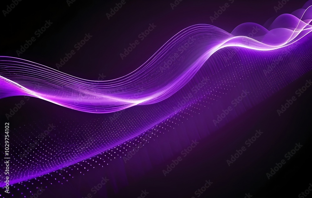 Fluorescent glowing purple light waves