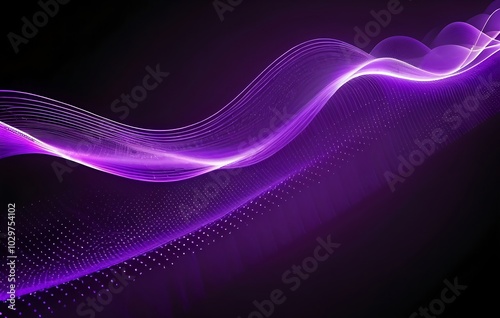 Fluorescent glowing purple light waves