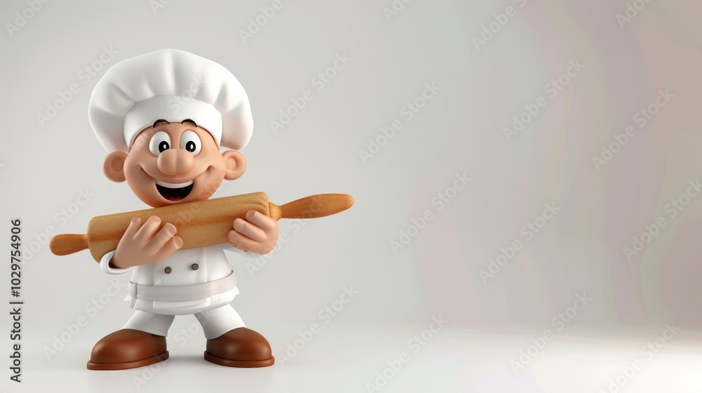 Cartoon Baker with Rolling Pin Cartoon Baker with Rolling Pin