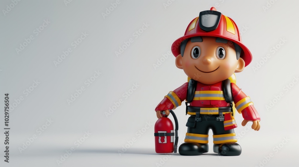 custom made wallpaper toronto digitalCartoon Firefighter Holding a Fire Extinguisher