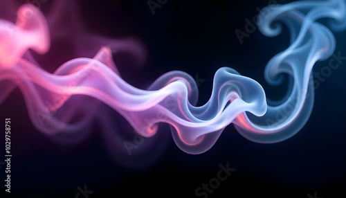 Wispy white and color smoke against a dark background