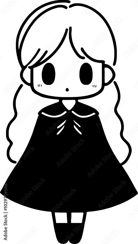 Fototapeta premium Handdrawn kawaii girl expression
