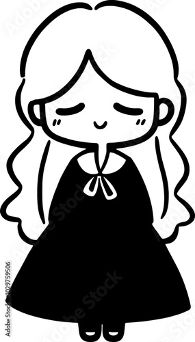 Handdrawn kawaii girl expression