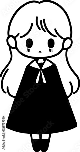 Handdrawn kawaii girl expression