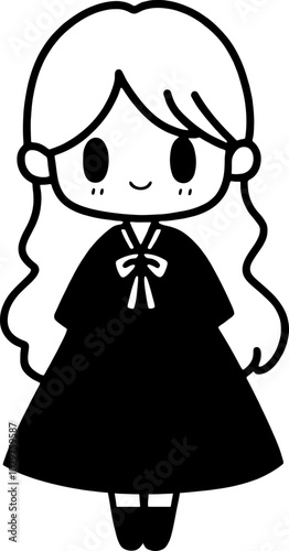 Handdrawn kawaii girl expression