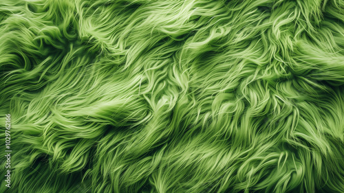 Soft Fluffy Green Faux Fur Texture Background 