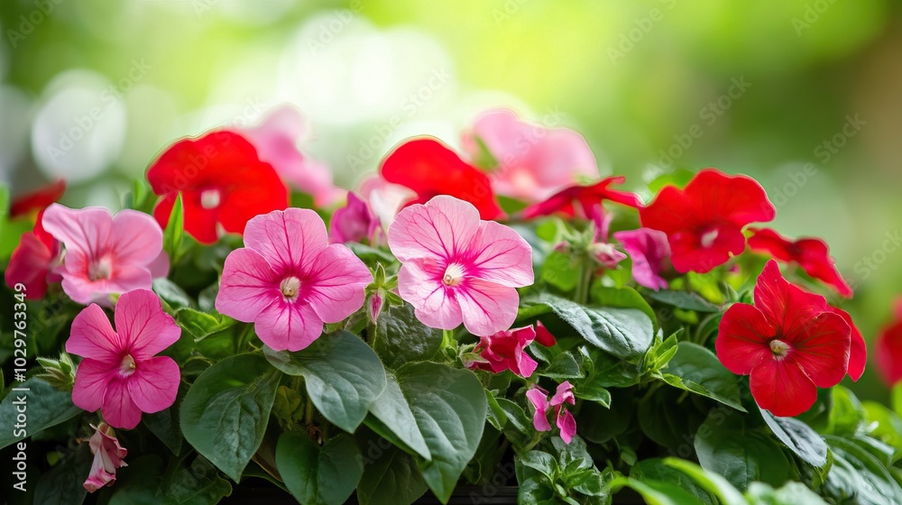 Vibrant Pink and Red Flowers in a Garden Vibrant Pink and Red Flowers in a Garden