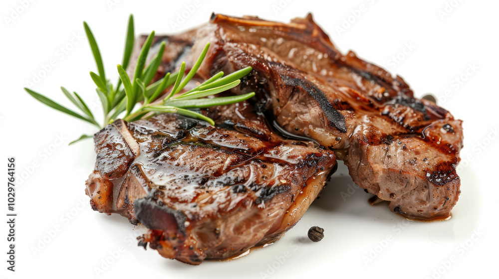 Grilled meat with herbs showcases delicious and savory dish, perfect for hearty meal. juicy texture and rich flavor make it appealing choice for meat lovers Grilled meat with herbs showcases delicious and savory dish, perfect for hearty meal. juicy texture and rich flavor make it appealing choice for meat lovers