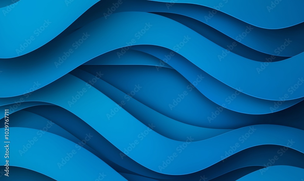 Fototapeta premium Vibrant blue paper waves create a dynamic texture, perfect for backgrounds or design projects showcasing fluidity and modernity.
