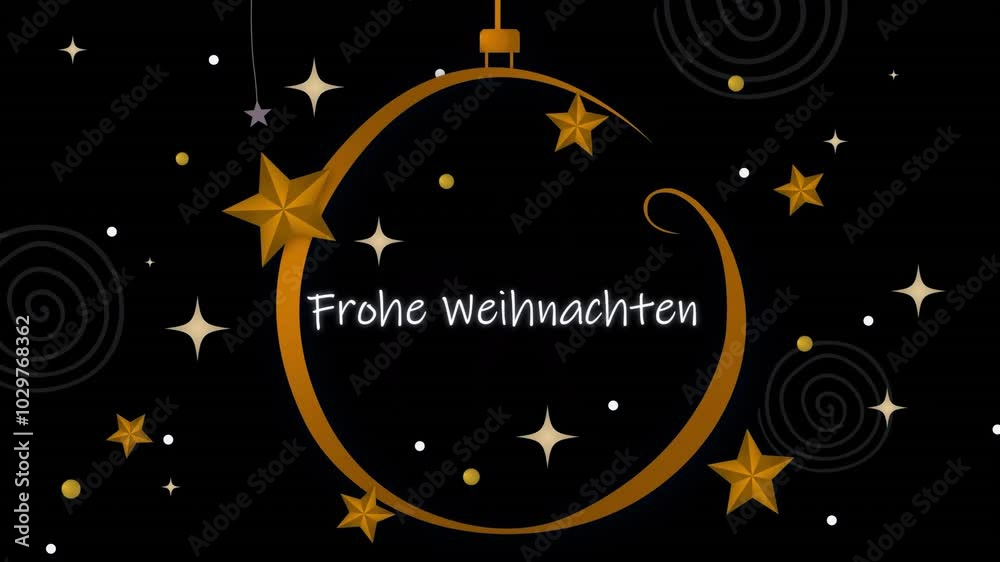 Animation of frohe wihnachten text over christmas decorations background Animation of frohe wihnachten text over christmas decorations background