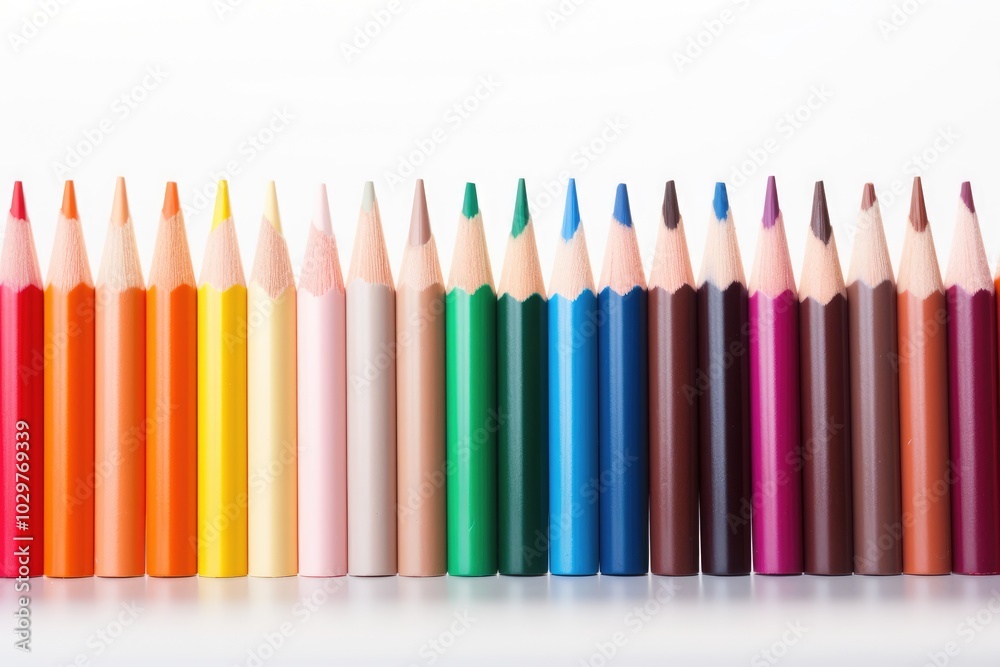 Obraz premium Vibrant Colored Pencils on White Background
