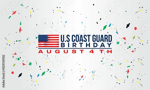 U.S. Coast Guard birthday. August 4. Design with american flag and patriotic stars. Poster, card, banner, background design. photo