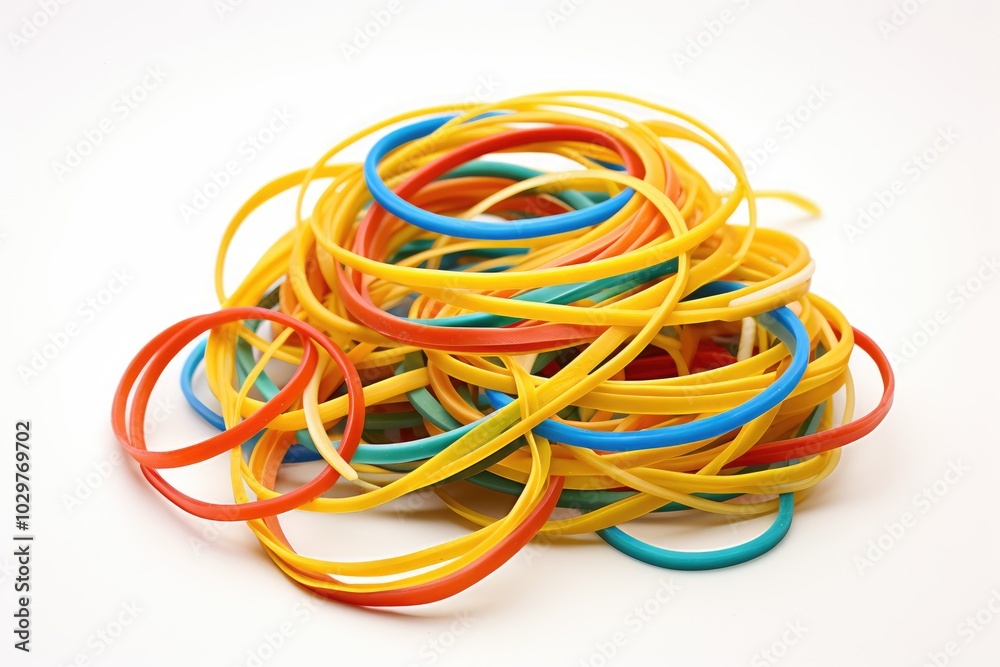 Colorful Rubber Bands on White Background Colorful Rubber Bands on White Background