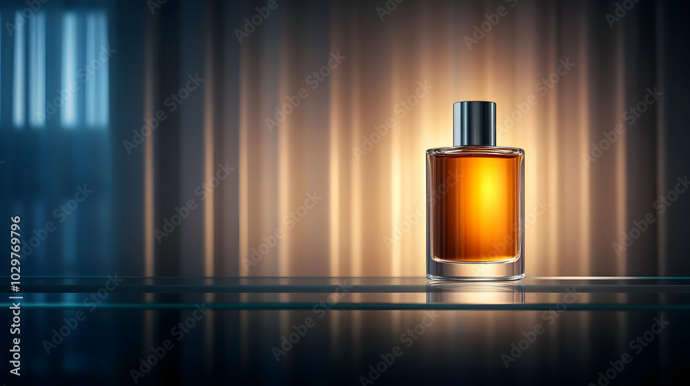 A stylish glass bottle of amber liquid, illuminated by soft lighting, creating a warm and inviting atmosphere. A stylish glass bottle of amber liquid, illuminated by soft lighting, creating a warm and inviting atmosphere.