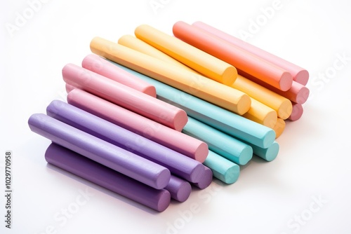 Colorful Pastel Sticks on White Background