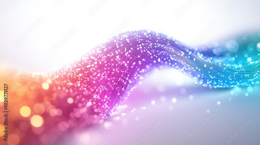 Colorful Abstract Wave with Glittering Particle Effects in Dynamic Motion Colorful Abstract Wave with Glittering Particle Effects in Dynamic Motion