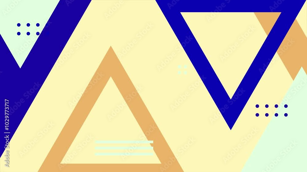 Colorful geometric animation with triangles and shapes motion video background seamless 4k pop art design blue yellow green