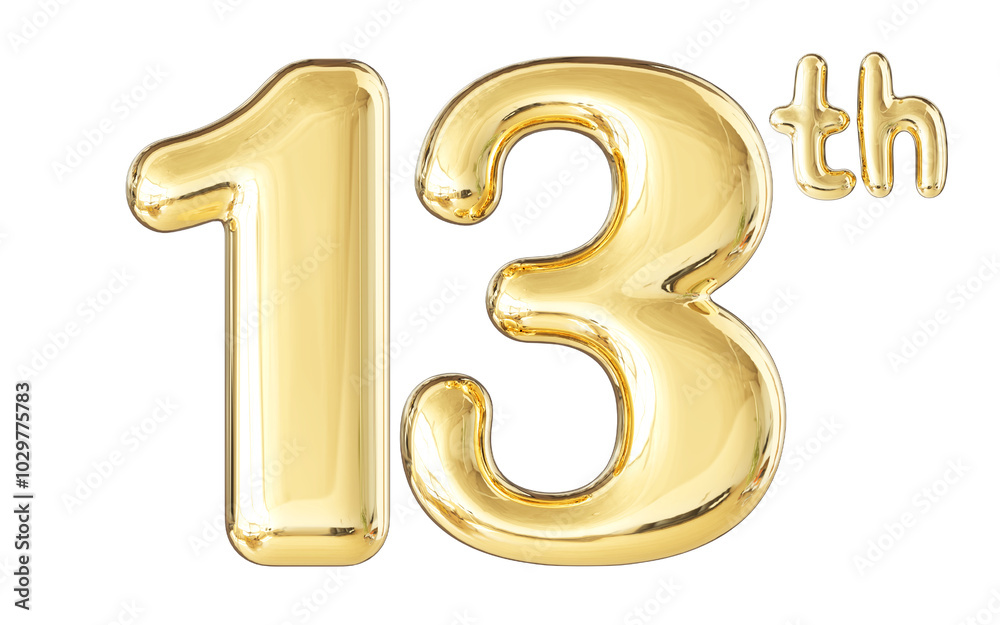 13th Year Anniversary Gold Number 3D 13th Year Anniversary Gold Number 3D