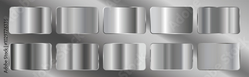 A set of silver gradients on a rose gold background. Metallic gradient effects for the design of text and bulletin boards, infographics. Metal banner. Vector EPS 10.