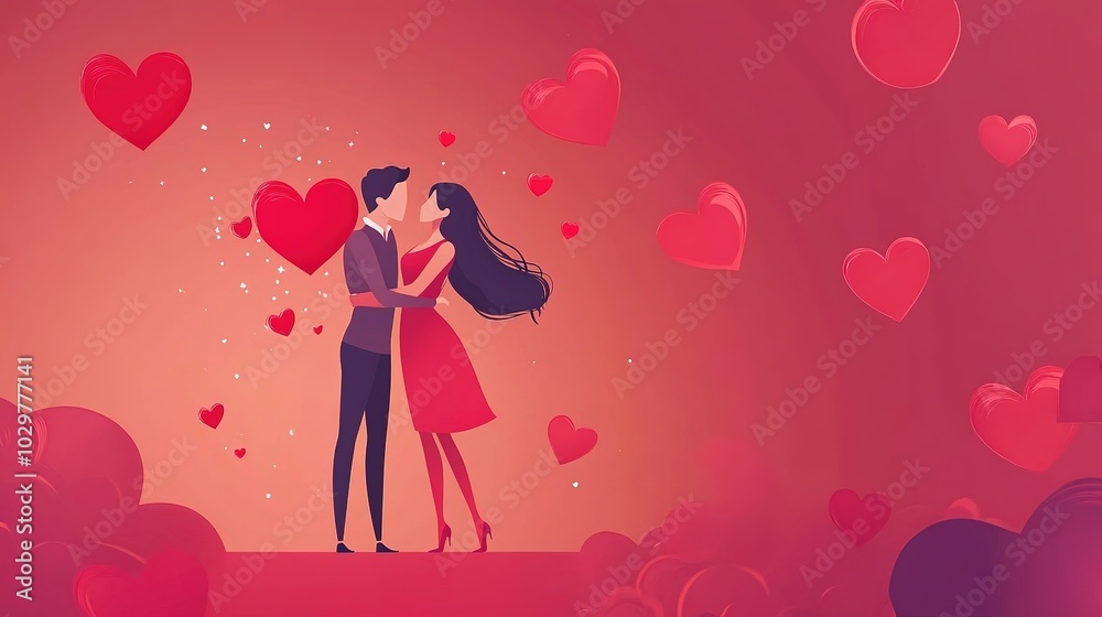 Vector illustration for Valentine's Day, featuring romantic heart motifs, flowers, and decorative elements symbolizing love. Perfect for 14th of February celebrations, greeting cards, banners, 