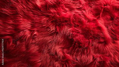 Soft Fluffy Red Faux Fur Texture Background