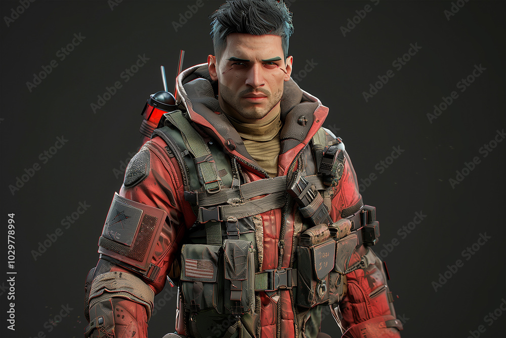Naklejka premium 3d open world game character