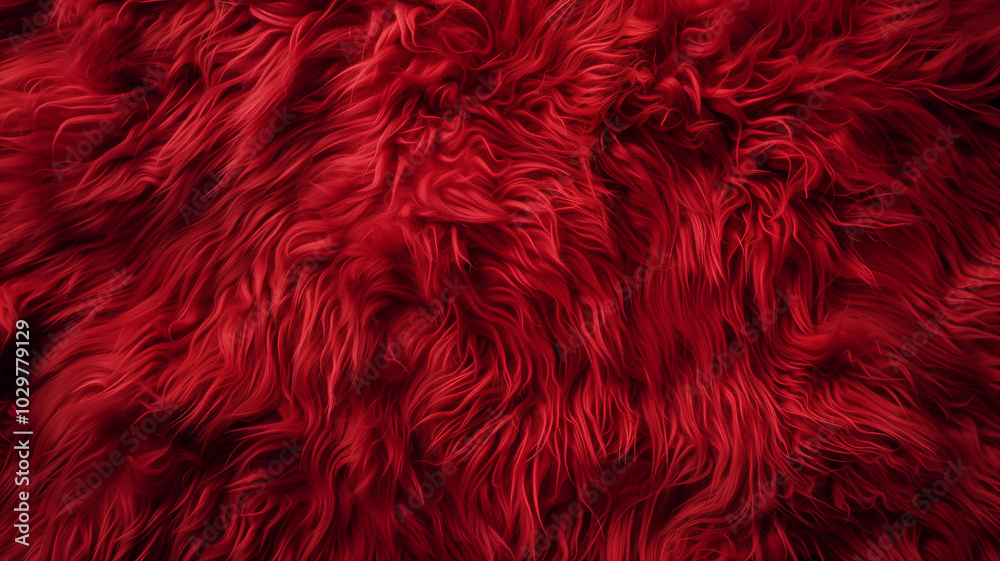 Naklejka premium Soft Fluffy Red Faux Fur Texture Background
