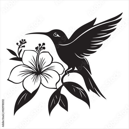Hand Drawn Hummingbird Your Design Vinyl Cutting Greeting Cards Vector illustration. Svg colibri cut file.