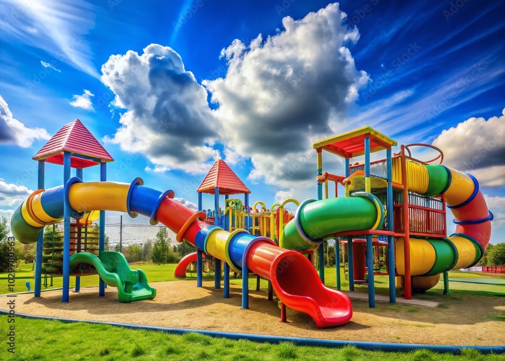 Colorful Children's Playground with 3D Tube Structures for Engaging Playtime Activities Colorful Children's Playground with 3D Tube Structures for Engaging Playtime Activities
