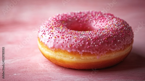 Pink Glazed Donut with Sprinkles