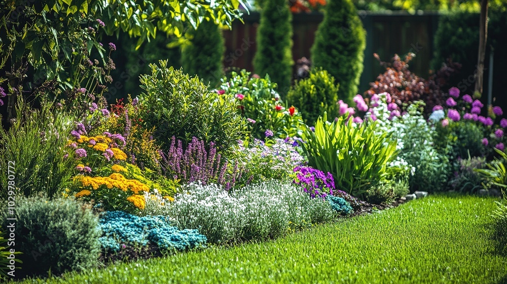 Obraz premium Vibrant Garden Floral Landscape in Full Bloom