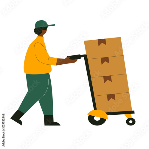 the courier is distributing package illustration