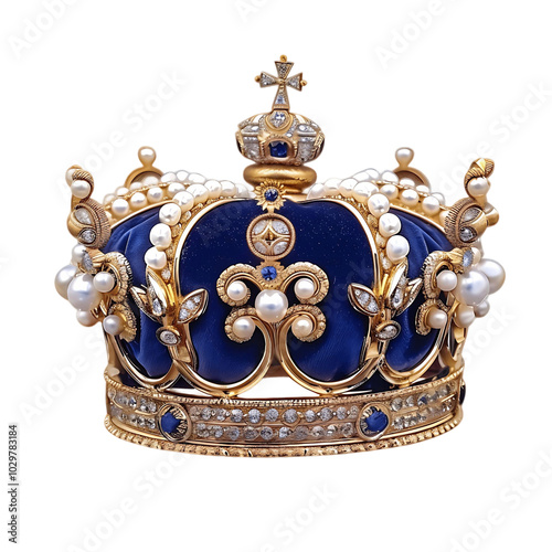 Elegant Golden Crown on Transparent Background