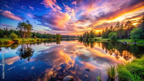 Twilight low angle view of stunning natural landscape