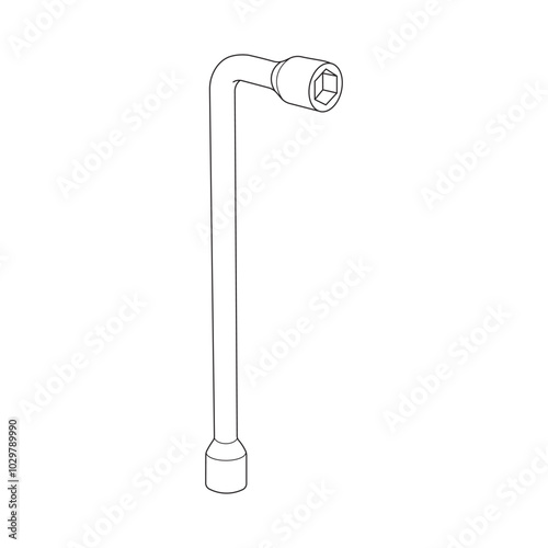 Hand drawn kids drawing Vector illustration L Type wheel spanner flat cartoon isolated