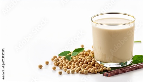 Soy Milk on white background isolated. Beverage. Drink.
